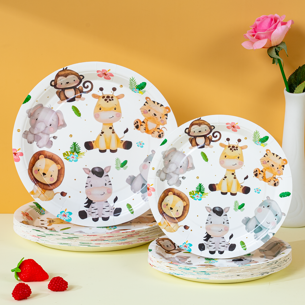 Event Supplies - 정글 사파리 동물 일회용 종이 접시