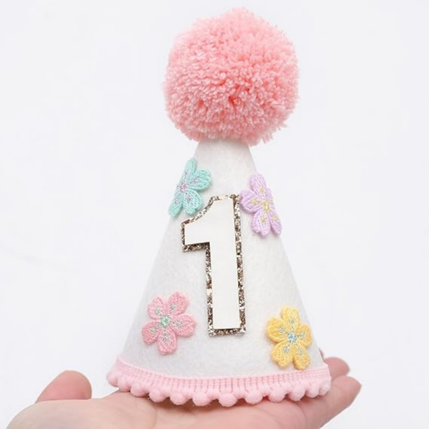 Party Hat Cone - 화려한 꽃무늬 원뿔 모양의 생일 모자,