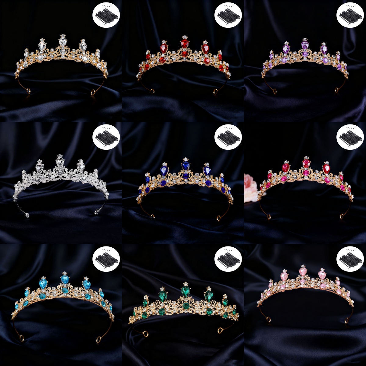 Event & Party Supply - 브라이덜 티아라 빈티지 스크롤 라인스톤 퀸