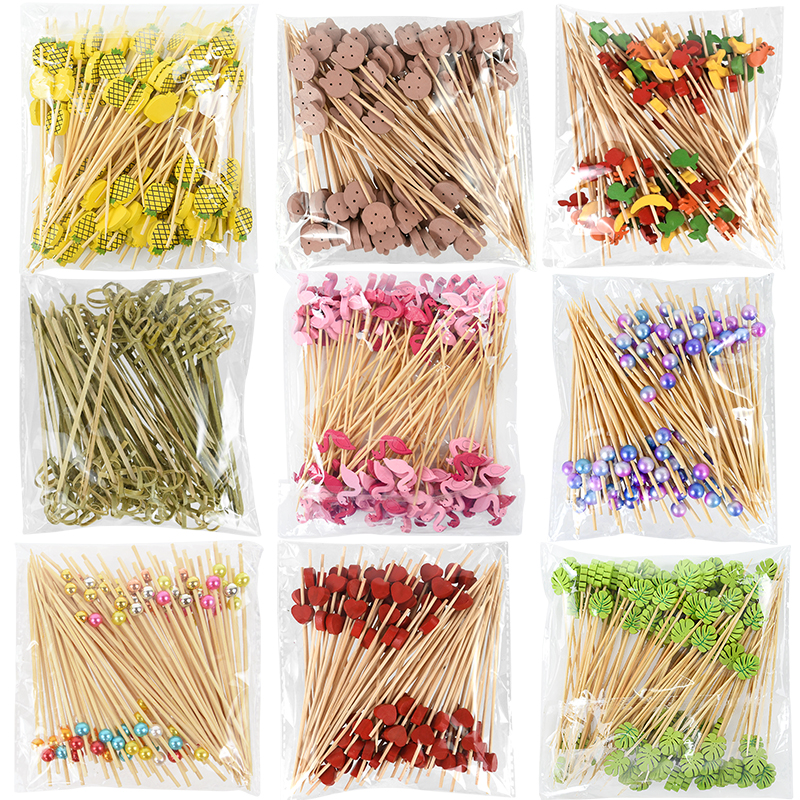 Centerpiece Stick - 100Pcs 일회용 대나무 꼬치 하와이 플라밍고