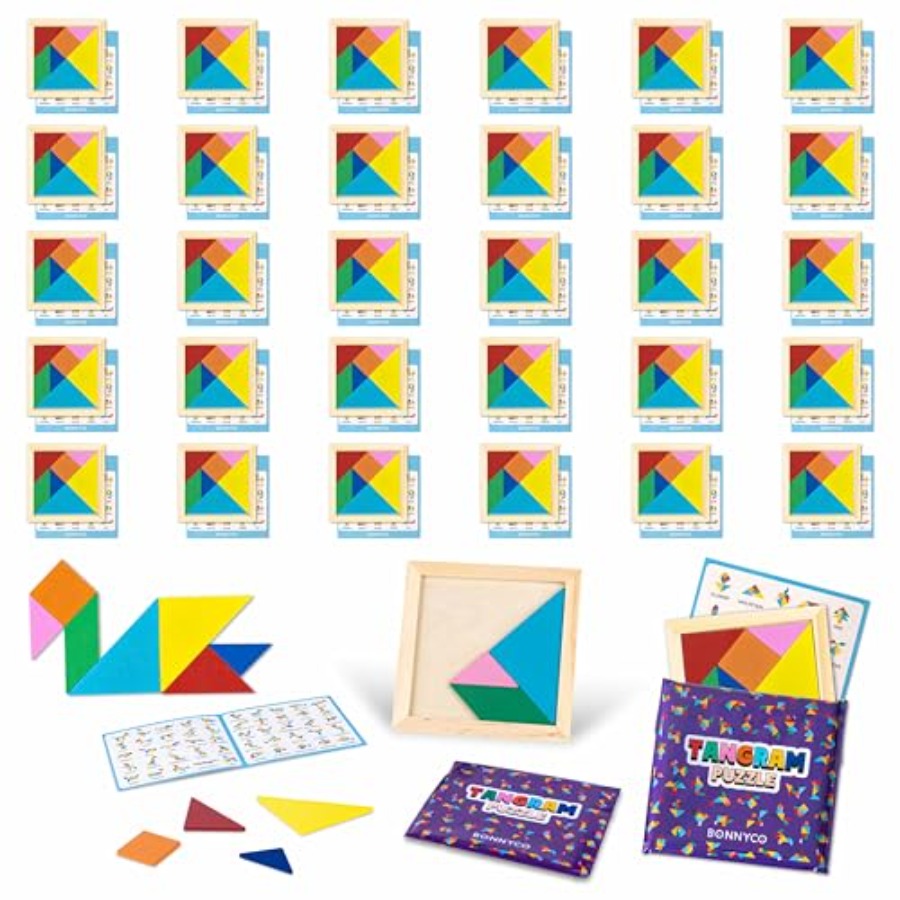 Party Favor Bag - 탱그램 퍼즐 나무 팩 30개 파티