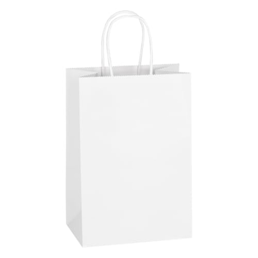 Party Favor Bag - 100팩 5.25x3.25x8.5인치 손잡이가 있는 작은 크라프트