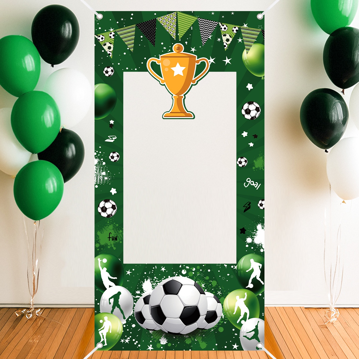 Photo Booth Frame - 1pc 녹색 축구 장식 사진 부스
