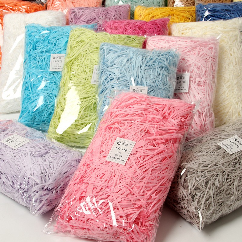 Paper Straw Color - 100g raffi 다채로운 파쇄 된 Crinkle