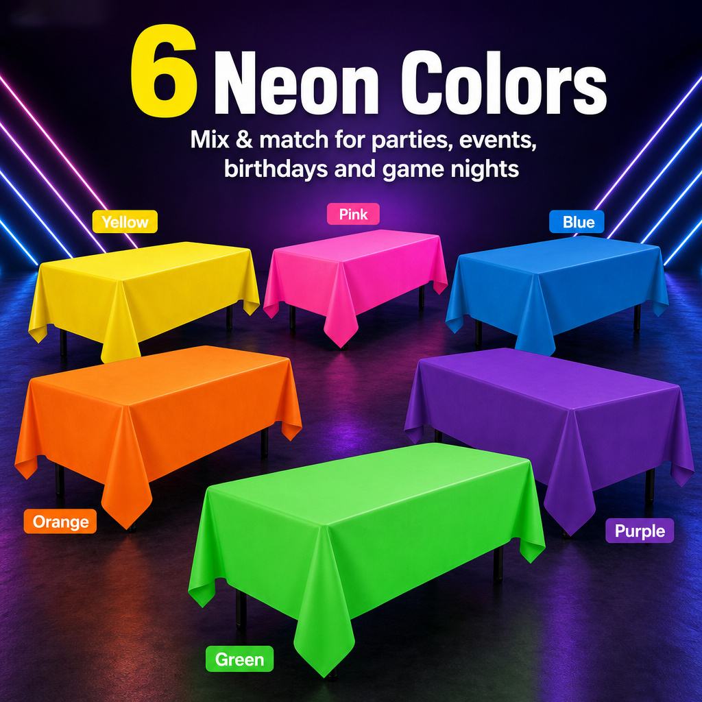 Table Cloth Disposable - 두꺼운 마카롱 형광 테이블보, 야광 파티,