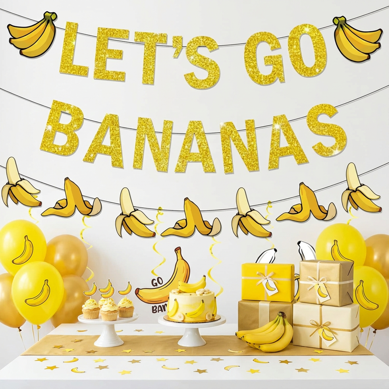 Let'S Party Event Supply - 1세트 노란색 바나나 생일 배너 가랜드