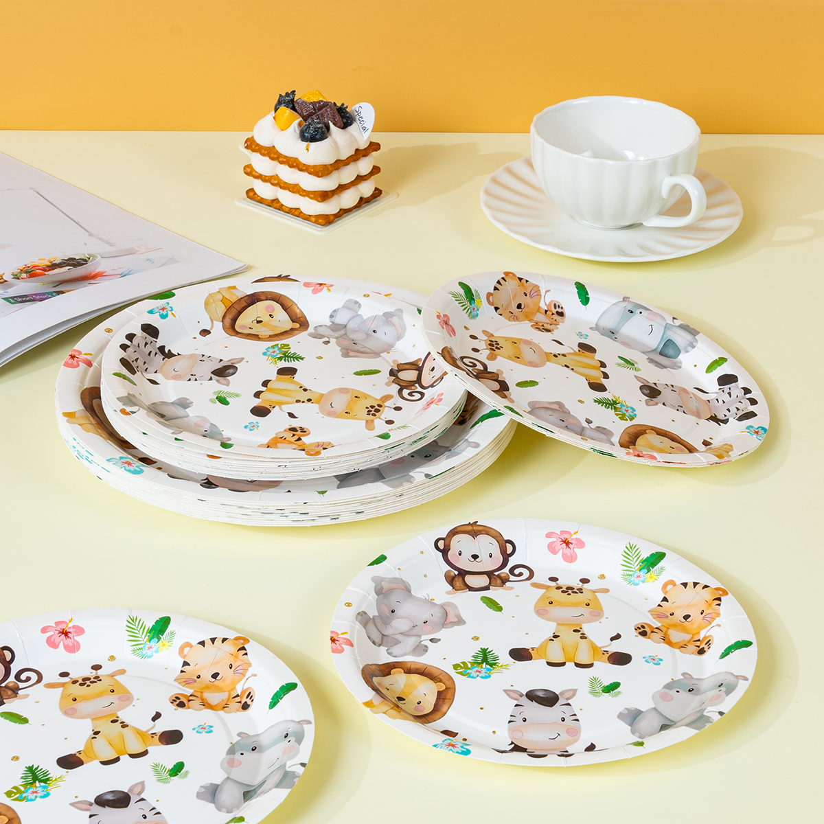 정글 사파리 동물 일회용 종이 접시 어린이용 와일드 원 - Event Supplies 리뷰 및 가격