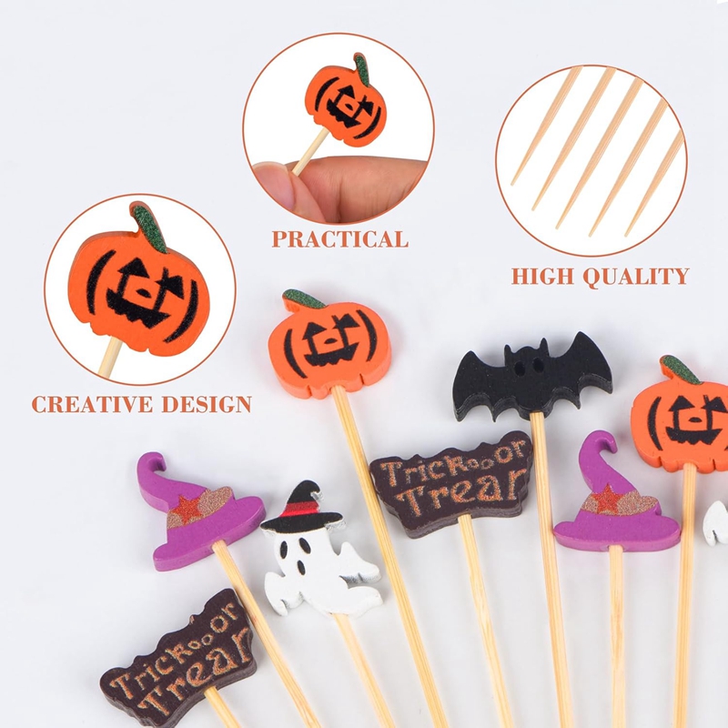50/100Pcs 할로윈 파티 이쑤시개 일회용 대나무  - Centerpiece Stick 리뷰 및 가격