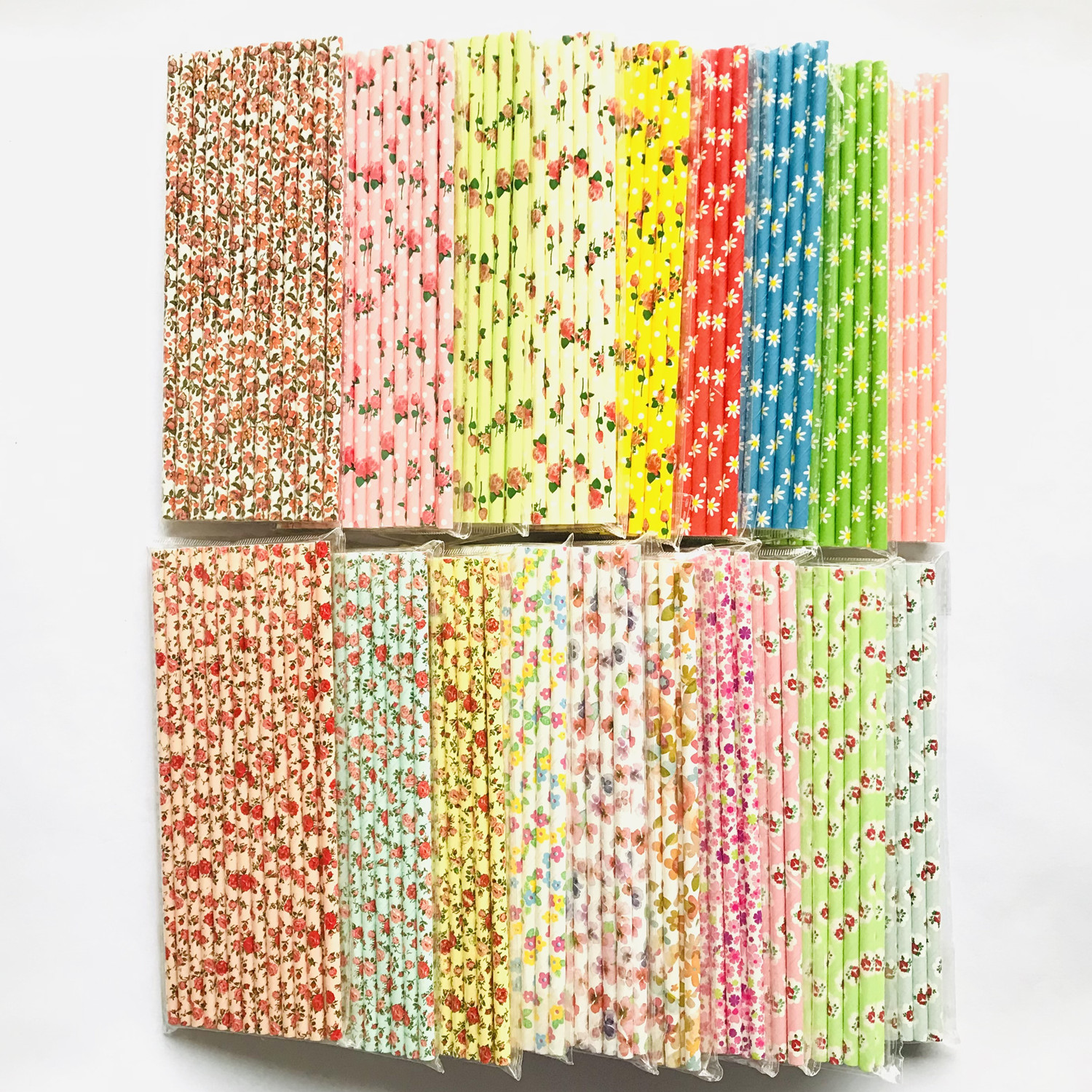 빈티지 종이 빨대, 레트로 꽃 프린트, 꽃 정원 웨딩  - Paper Straw Color 리뷰 및 가격