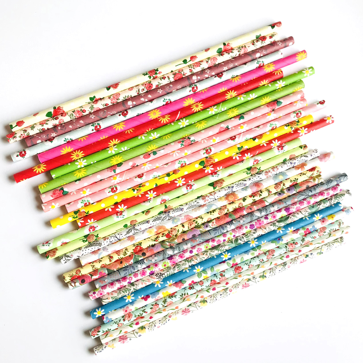 빈티지 종이 빨대, 레트로 꽃 프린트, 꽃 정원 웨딩  - Paper Straw Color 리뷰 및 가격