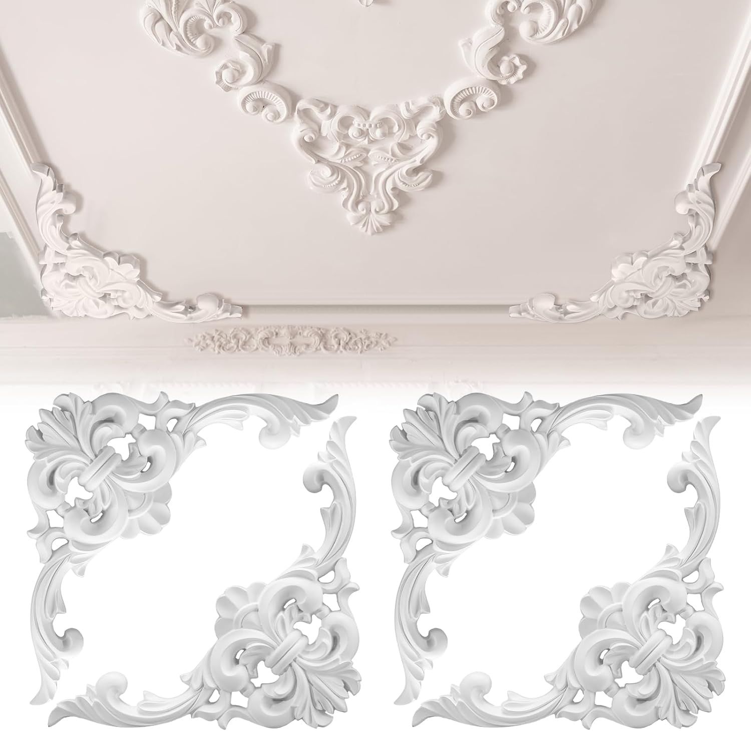 PU 천장 몰딩 키트 코너 벽 장식, 바로크 꽃무늬 조 - Flower Wall Panel 리뷰 및 가격
