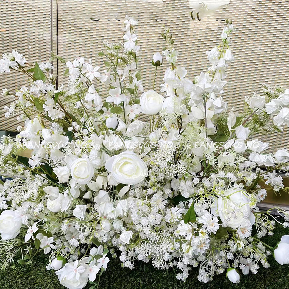 100/50CM 인조 화이트 로즈 수국 꽃줄 장식 웨딩 - Flower Wall Panel 리뷰 및 가격