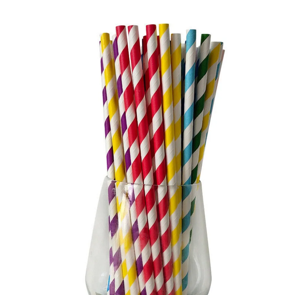 100개 대량 포장 종이 빨대 패턴 색상 - 생분해성  - Paper Straw Color 리뷰 및 가격