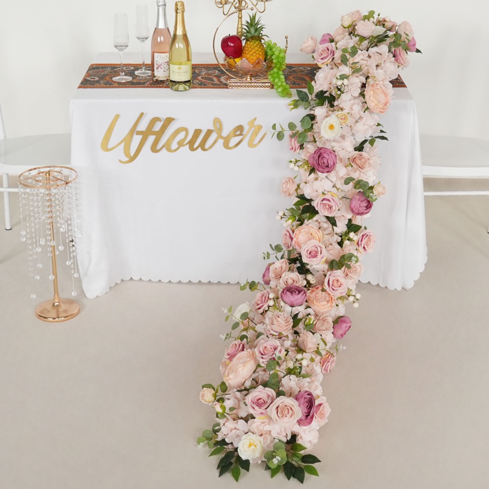 Uflower 200cm 핑크 로즈 수국 인조 꽃 줄  - Flower Wall Panel 리뷰 및 가격