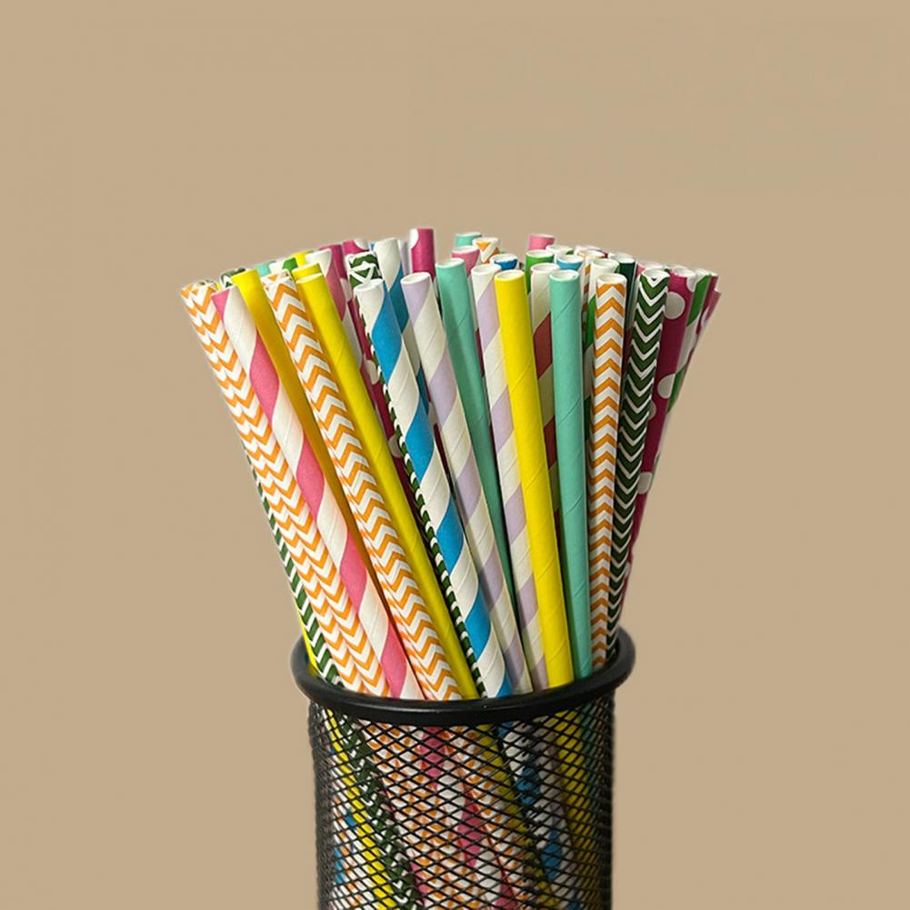 100Pcs 다채로운 줄무늬 인쇄 일회용 빨대 생분해  - Paper Straw Color 리뷰 및 가격