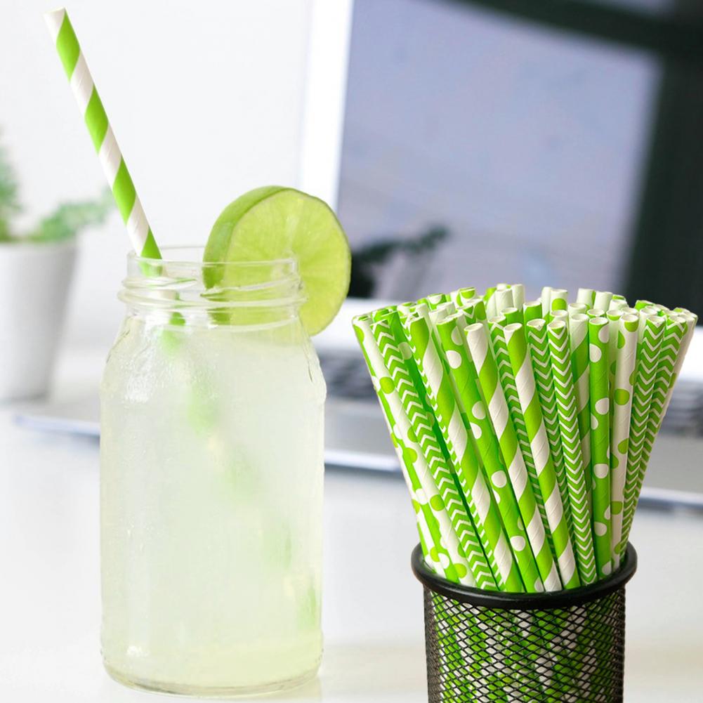 100Pcs 다채로운 줄무늬 인쇄 일회용 빨대 생분해  - Paper Straw Color 리뷰 및 가격