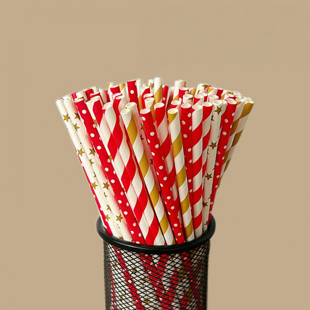 100Pcs 다채로운 줄무늬 인쇄 일회용 빨대 생분해  - Paper Straw Color 리뷰 및 가격