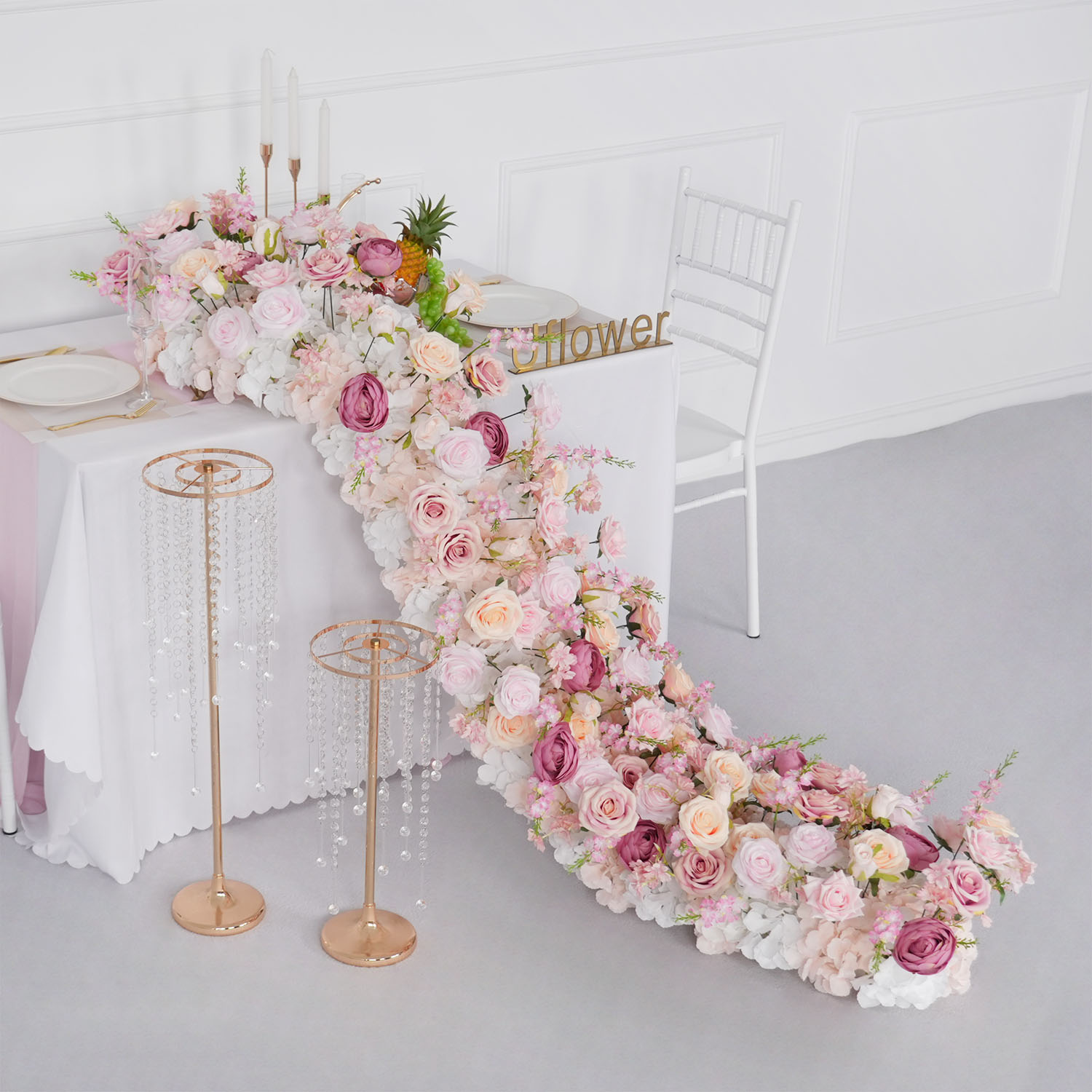 Uflower 고급 인조 꽃 줄 생일 파티 센터피스 웨 - Flower Wall Panel 리뷰 및 가격