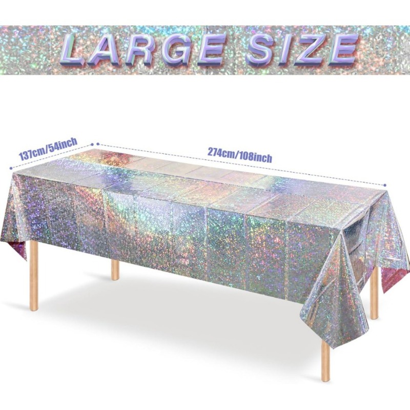 1PC 일회용 식탁보 PE 방수 플래시 레이저 실버 알 - Table Cloth Disposable 리뷰 및 가격