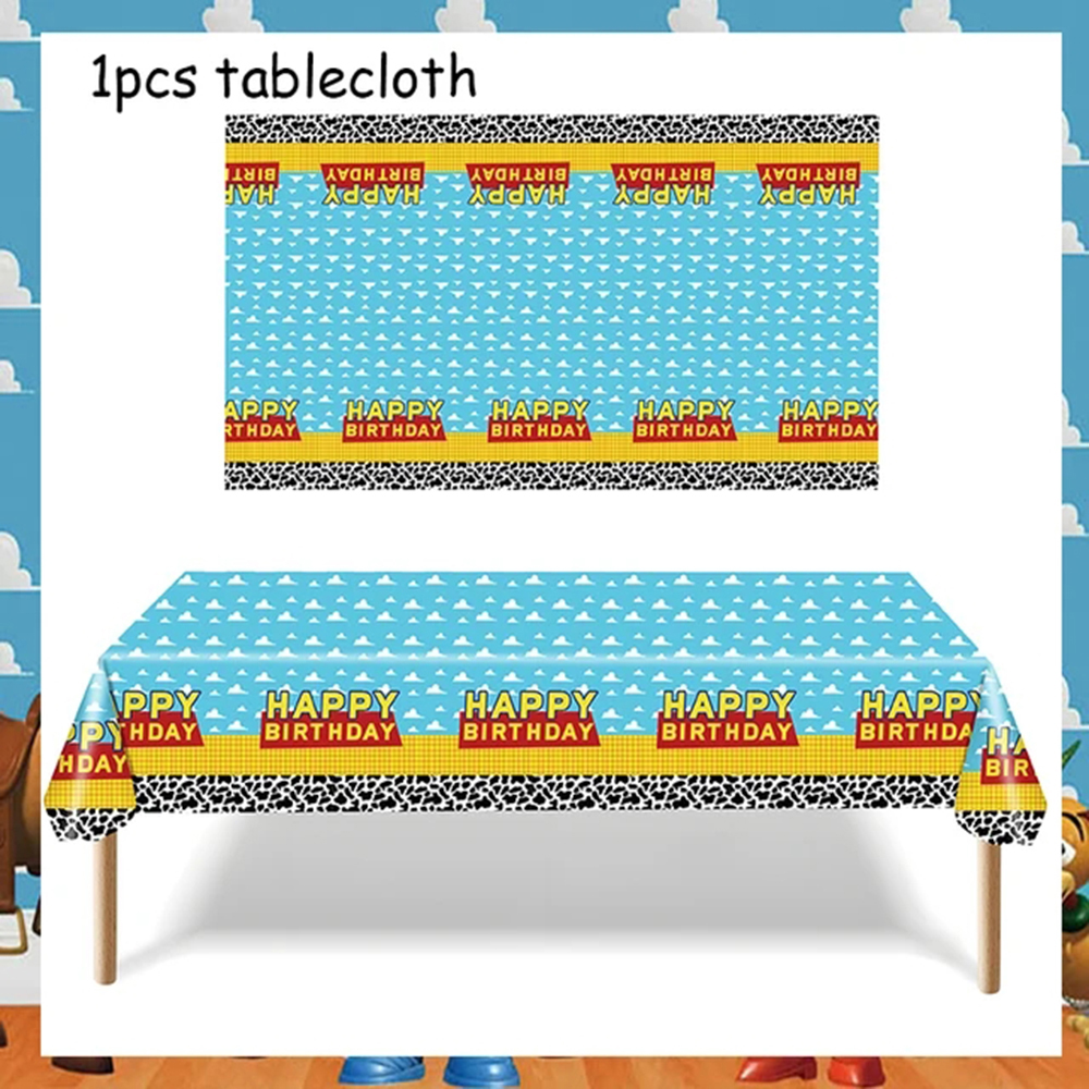 Toyss 영감을 받은 생일 파티 스토리 테이블보 암소 - Table Cloth Disposable 리뷰 및 가격