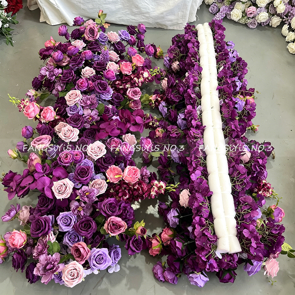 2M/1M 고급 퍼플 장미 조화 줄 장식 웨딩 테이블  - Flower Wall Panel 리뷰 및 가격
