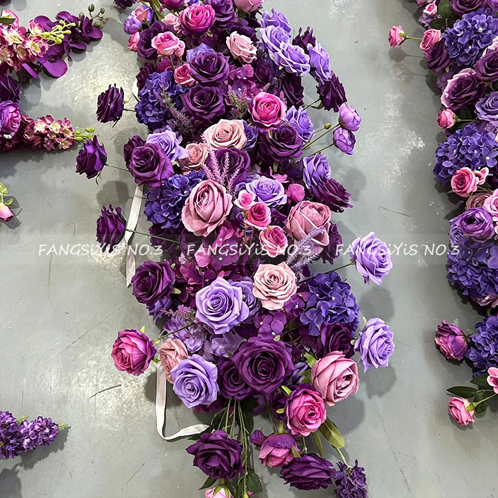 2M/1M 고급 퍼플 장미 조화 줄 장식 웨딩 테이블  - Flower Wall Panel 리뷰 및 가격