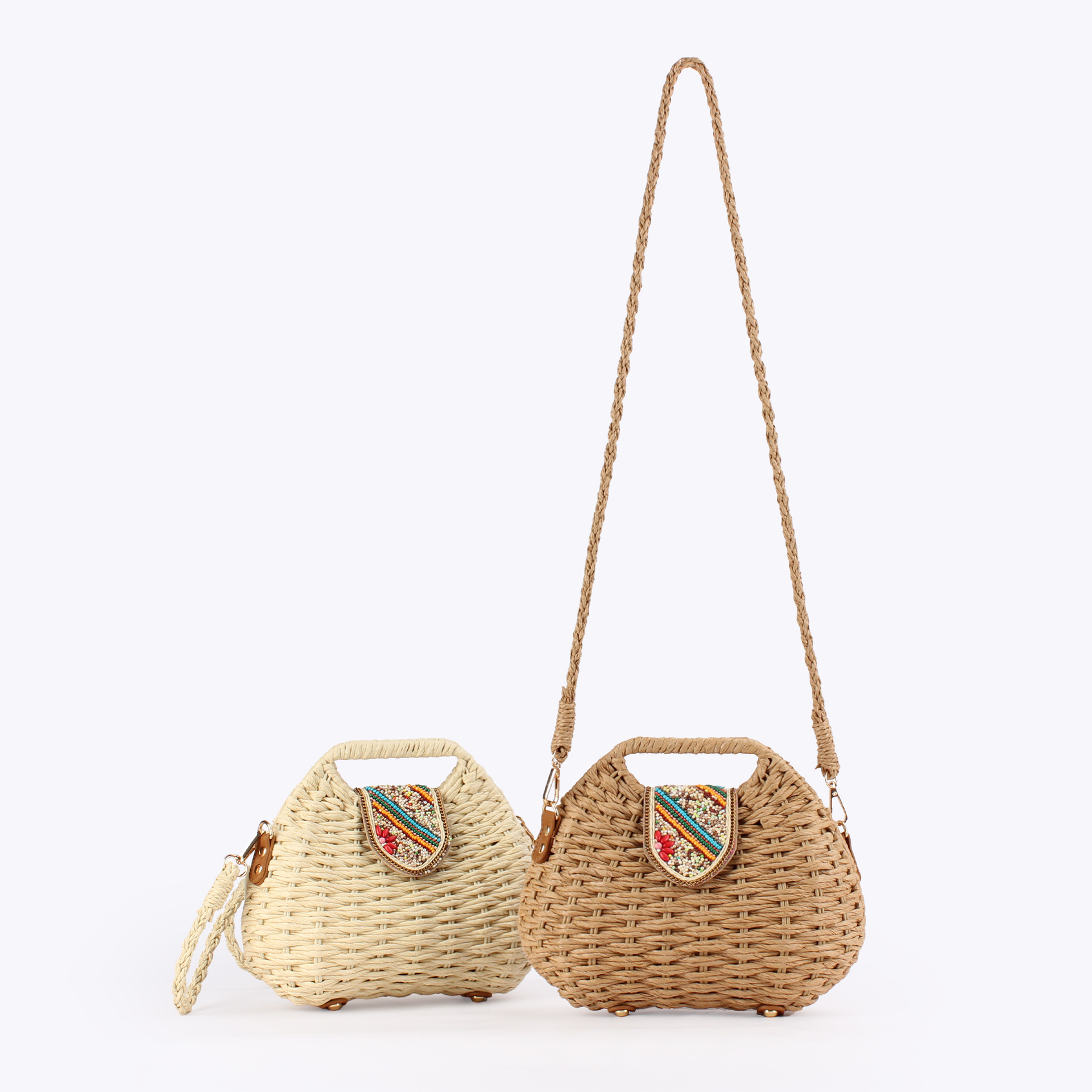 컬러 비즈 여성 핸드백 수제 해변 가방 여성 여행용 종 - Paper Straw Color 리뷰 및 가격