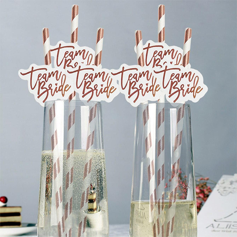 팀 신부 로즈 골드 빨대, 웨딩 장식, 마시는 종이 빨 - Paper Straw Color 리뷰 및 가격