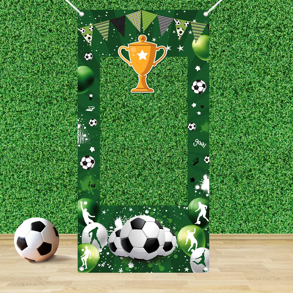 1pc 녹색 축구 장식 사진 부스 프레임 생일 스포츠  - Photo Booth Frame 리뷰 및 가격