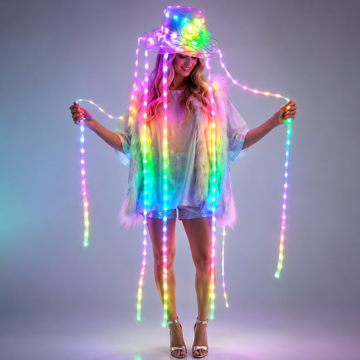 LED 해파리 모자 풀컬러 발광 헤드웨어 야광 파티 소 - Event Party Dj 리뷰 및 가격