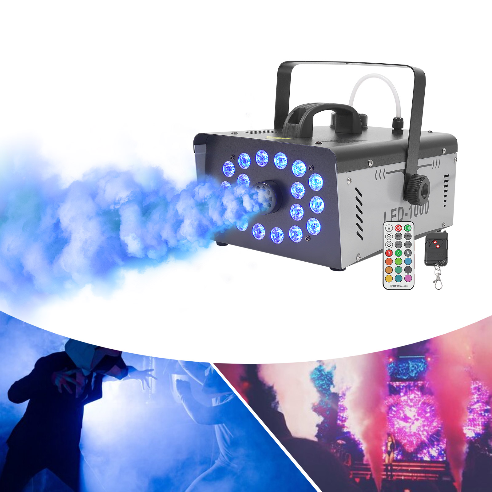 스모크 머신 1000W 18 LED 무대 안개 발생기, - Event Party Dj 리뷰 및 가격