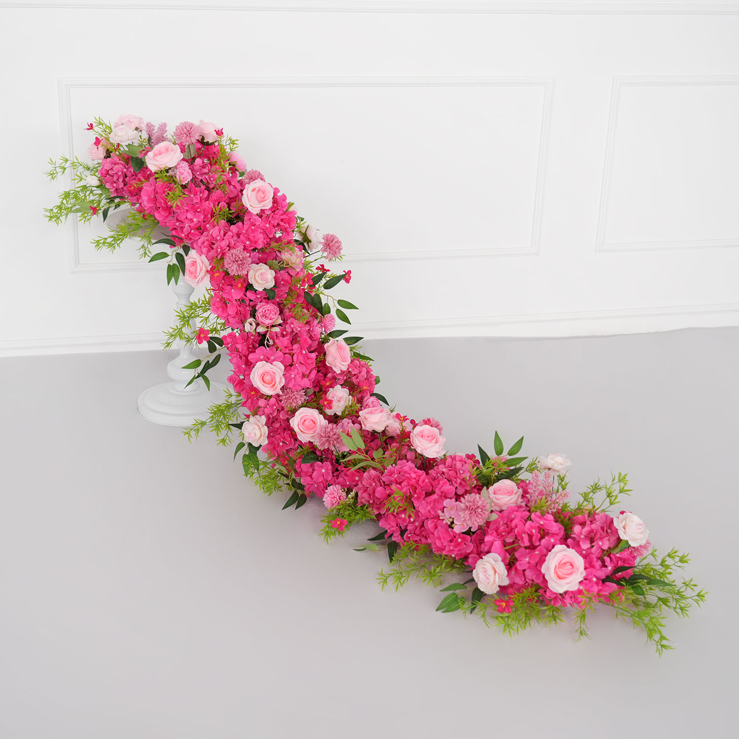 Uflower 1m/2m 핑크 장미 수국 꽃 행 러너  - Flower Wall Panel 리뷰 및 가격