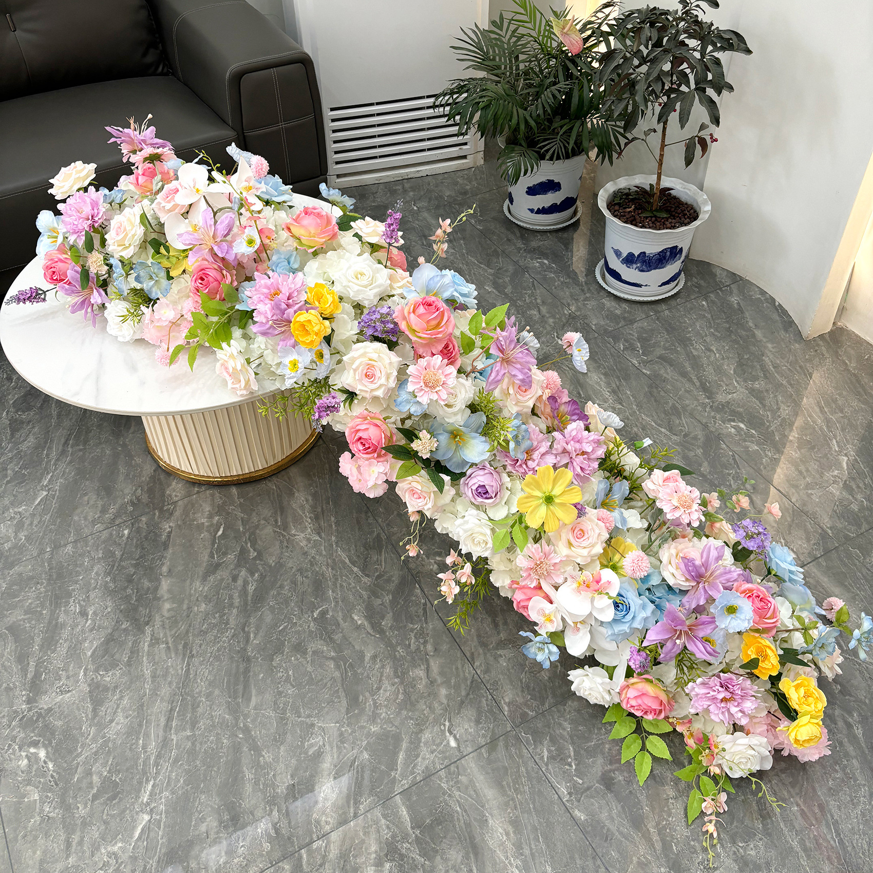 Uflower 1m/2m 핑크 장미 수국 꽃 행 러너  - Flower Wall Panel 리뷰 및 가격