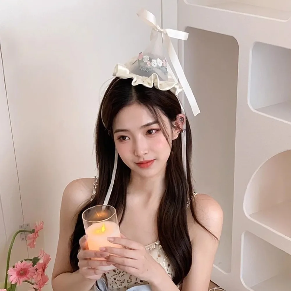귀여운 스타일 자수 메쉬 생일 모자 헤어 클립 리본 꽃 - Party Hat Cone 리뷰 및 가격