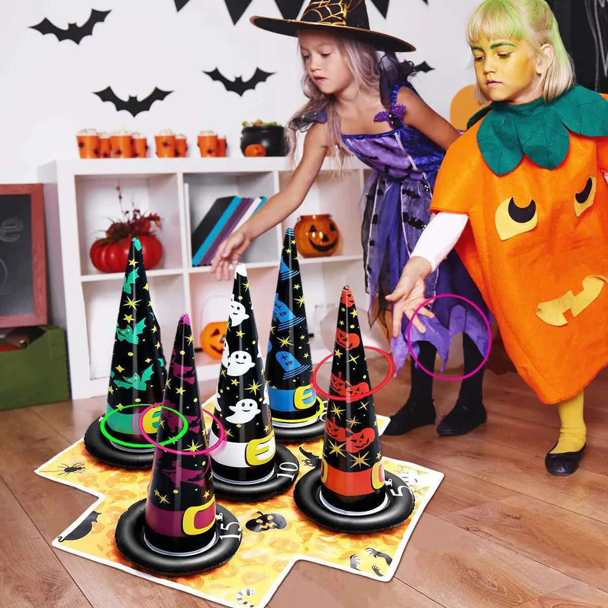1-10세트 할로윈 풍선 토스 링 세트 PVC 마녀 모 - Party Hat Cone 리뷰 및 가격