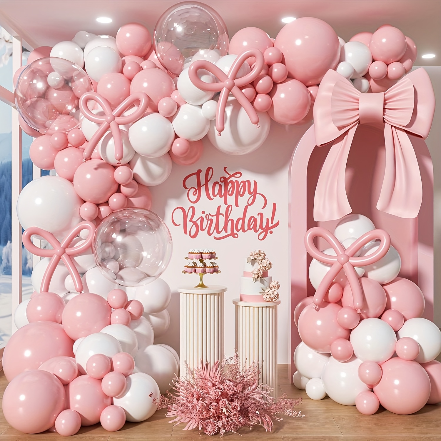 141개 핑크 리본 풍선 아치 세트, 공주 파티 소녀  - Balloon Arch Kit 리뷰 및 가격