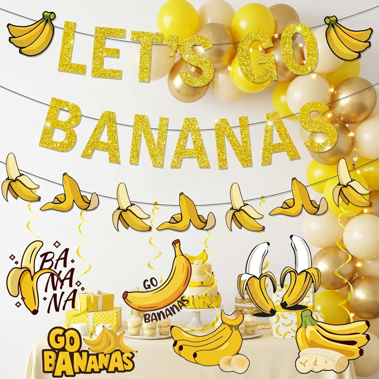 1세트 노란색 바나나 생일 배너 가랜드 과일 테마 첫  - Let'S Party Event Supply 리뷰 및 가격