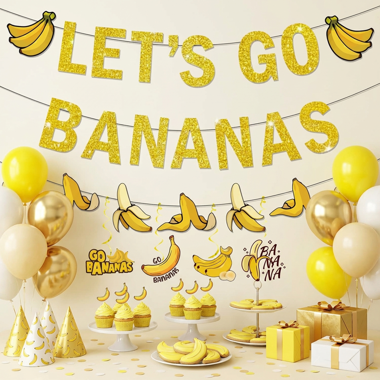 1세트 노란색 바나나 생일 배너 가랜드 과일 테마 첫  - Let'S Party Event Supply 리뷰 및 가격